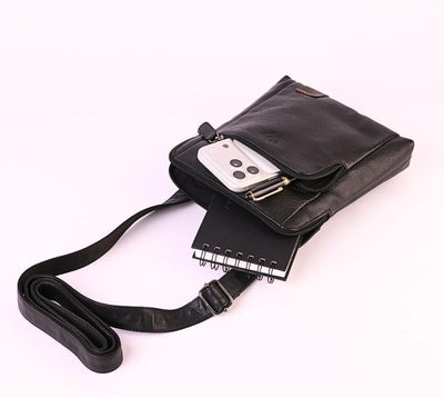 Genuine Leather Crossbody Bag | Soft Shoulder Handbag with Adjustable Strap and Multiple Compartments | (Brown)