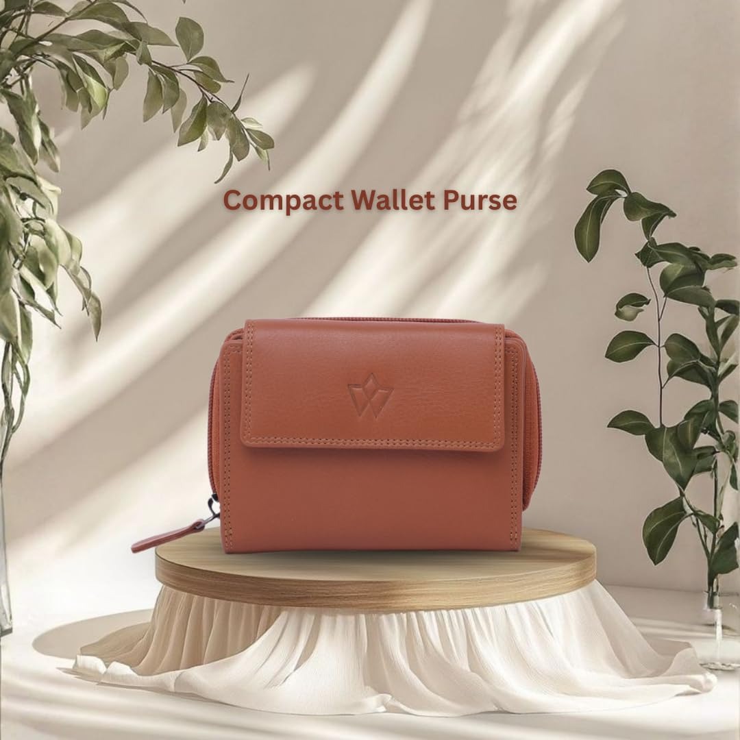 Genuine Leather Purses for Women, Real Leather RFID Protection Small Purse Wallet with Card and Zip Coin Pockets