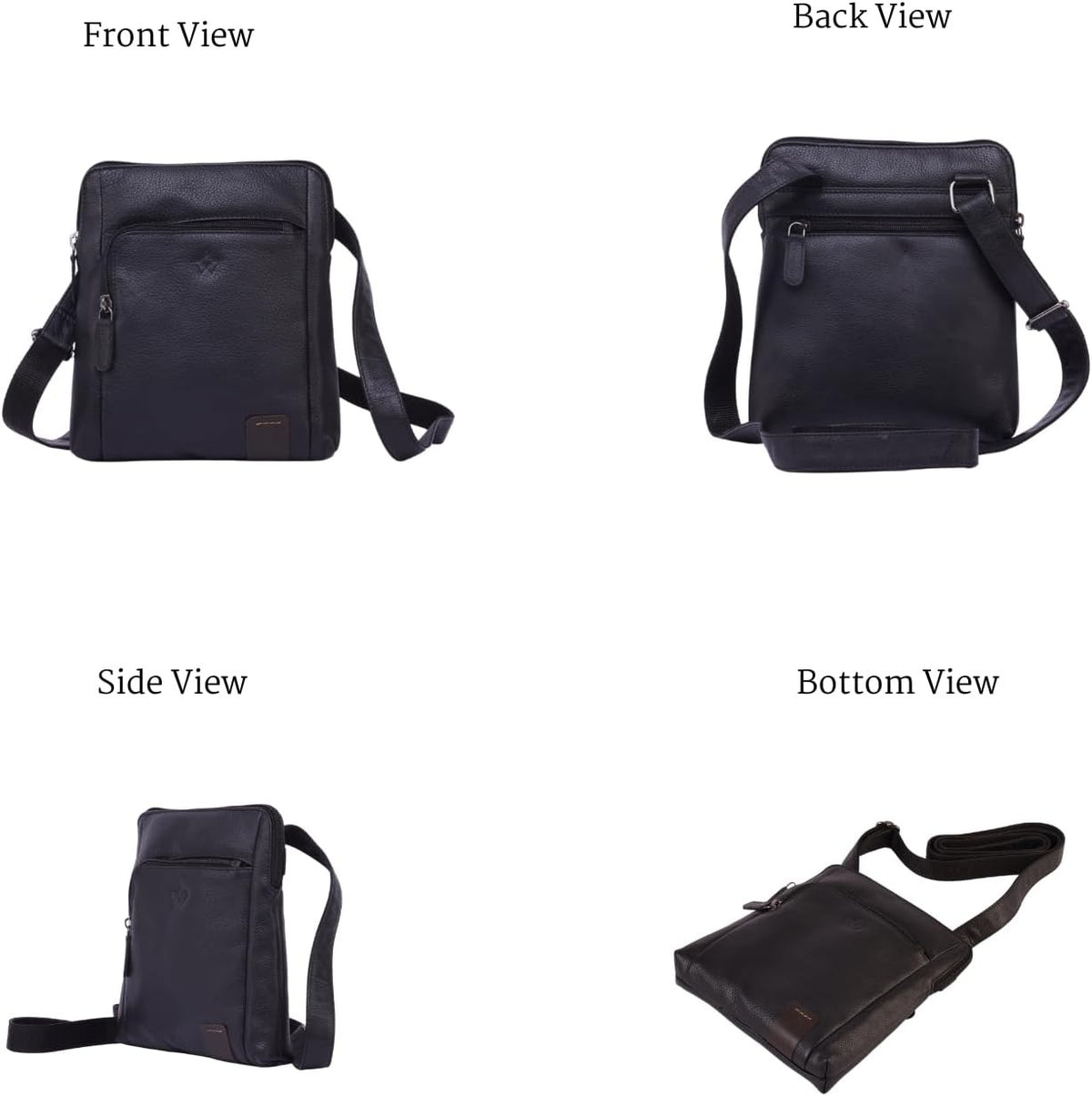 Genuine Leather Crossbody Bag | Soft Shoulder Handbag with Adjustable Strap and Multiple Compartments | (Brown)