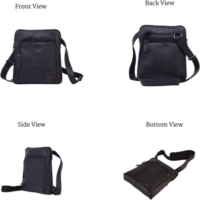 Genuine Leather Crossbody Bag | Soft Shoulder Handbag with Adjustable Strap and Multiple Compartments | (Brown)