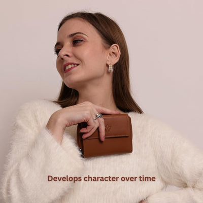 Genuine Leather Purses for Women, Real Leather RFID Protection Small Purse Wallet with Card and Zip Coin Pockets