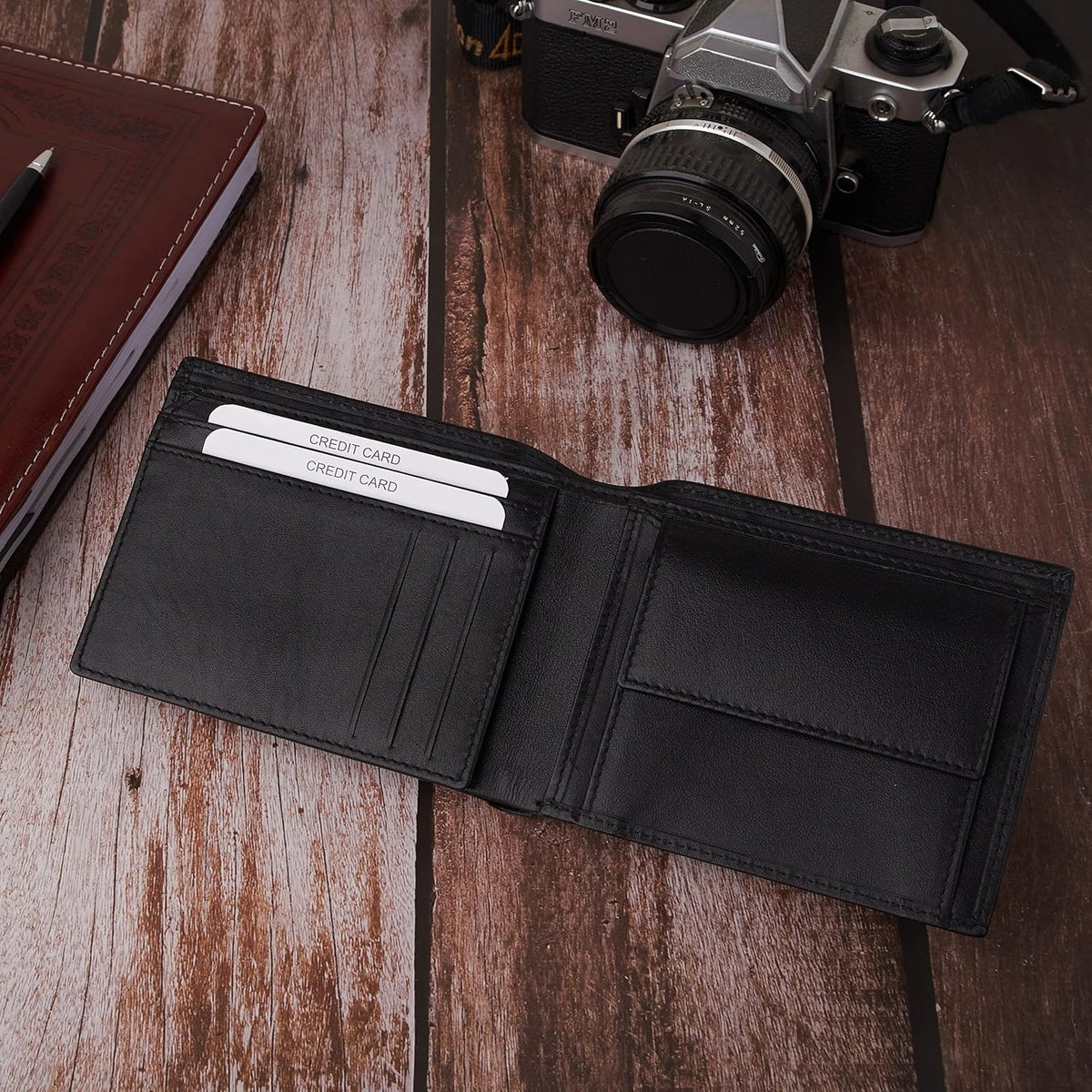 Genuine Napa Soft Leather Wallet for Men Black | Classic bi-fold Style, Multiple Card Slots, Durable | RFID Protection | The Classic
