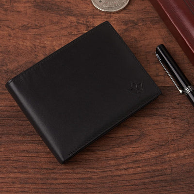 Genuine Napa Soft Leather Wallet for Men Black | Classic bi-fold Style, Multiple Card Slots, Durable | RFID Protection | The Classic