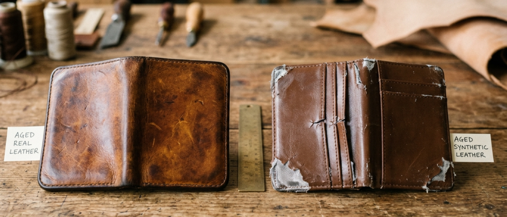 real leather vs fake leather: ageing difference