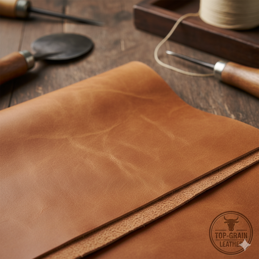 Full grain leather among different types of leather