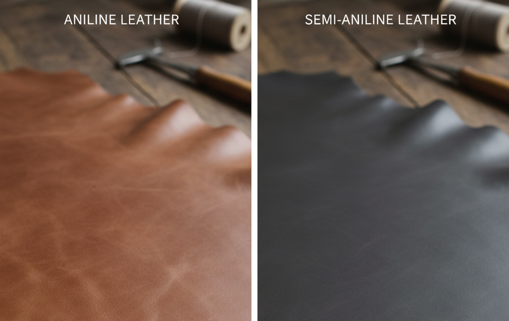 Aniline & Semi-Aniline Leather among different types of leather
