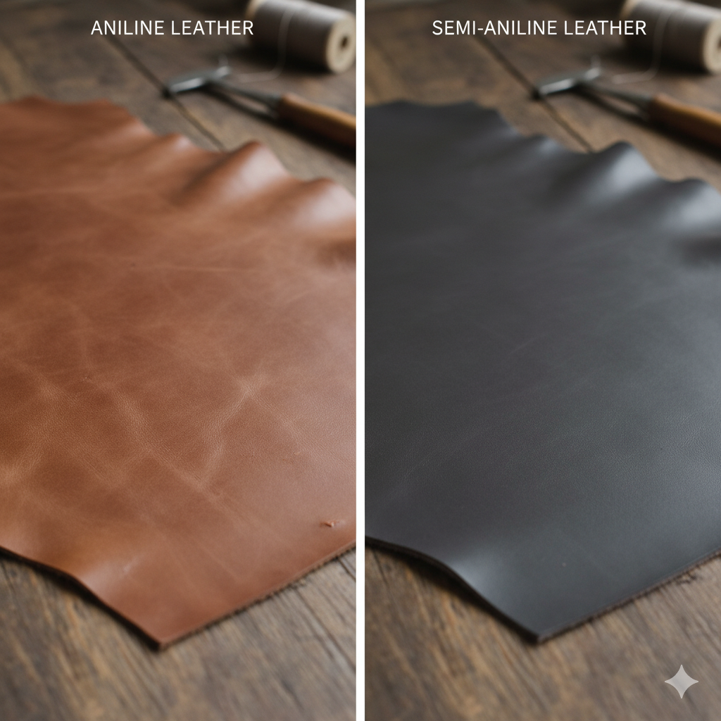 Aniline & Semi-Aniline Leather among different types of leather