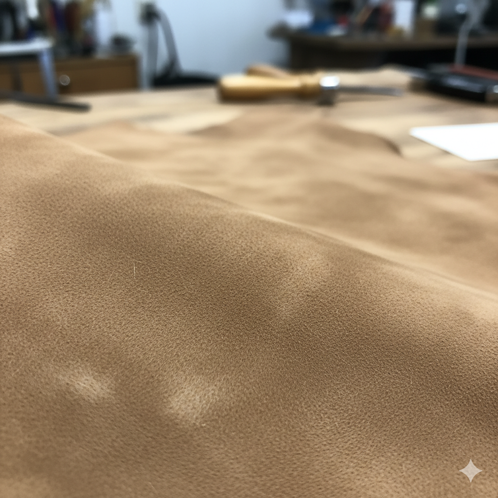 Nubuck leather among different types of leather