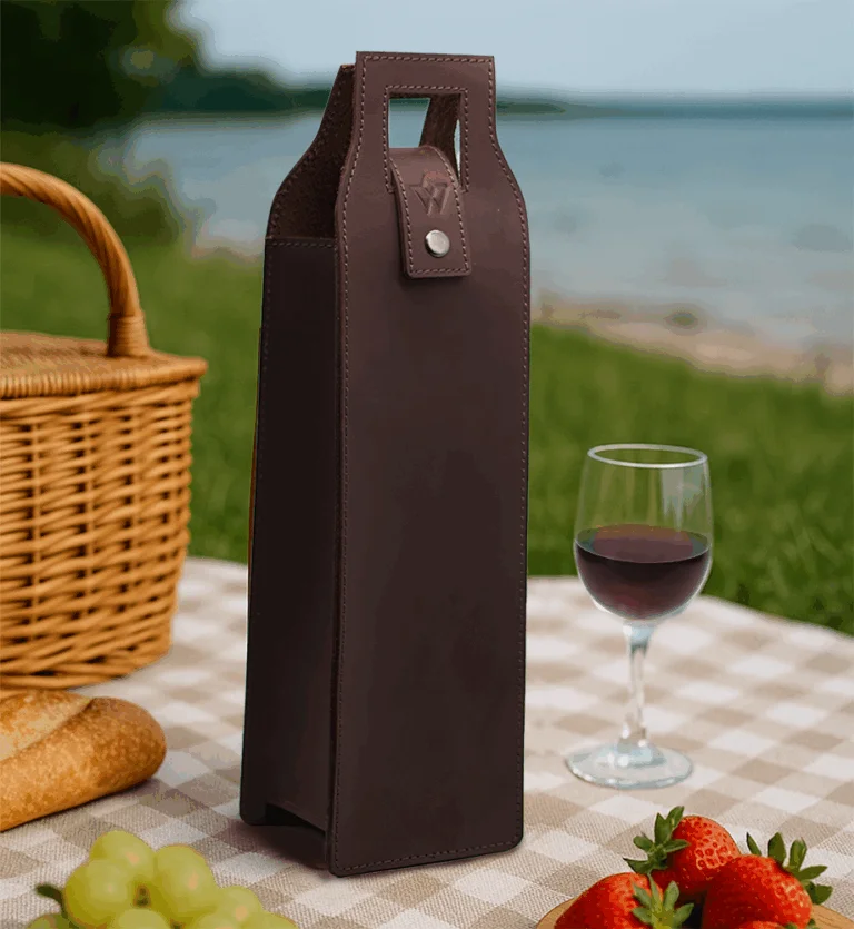 leather wine bag