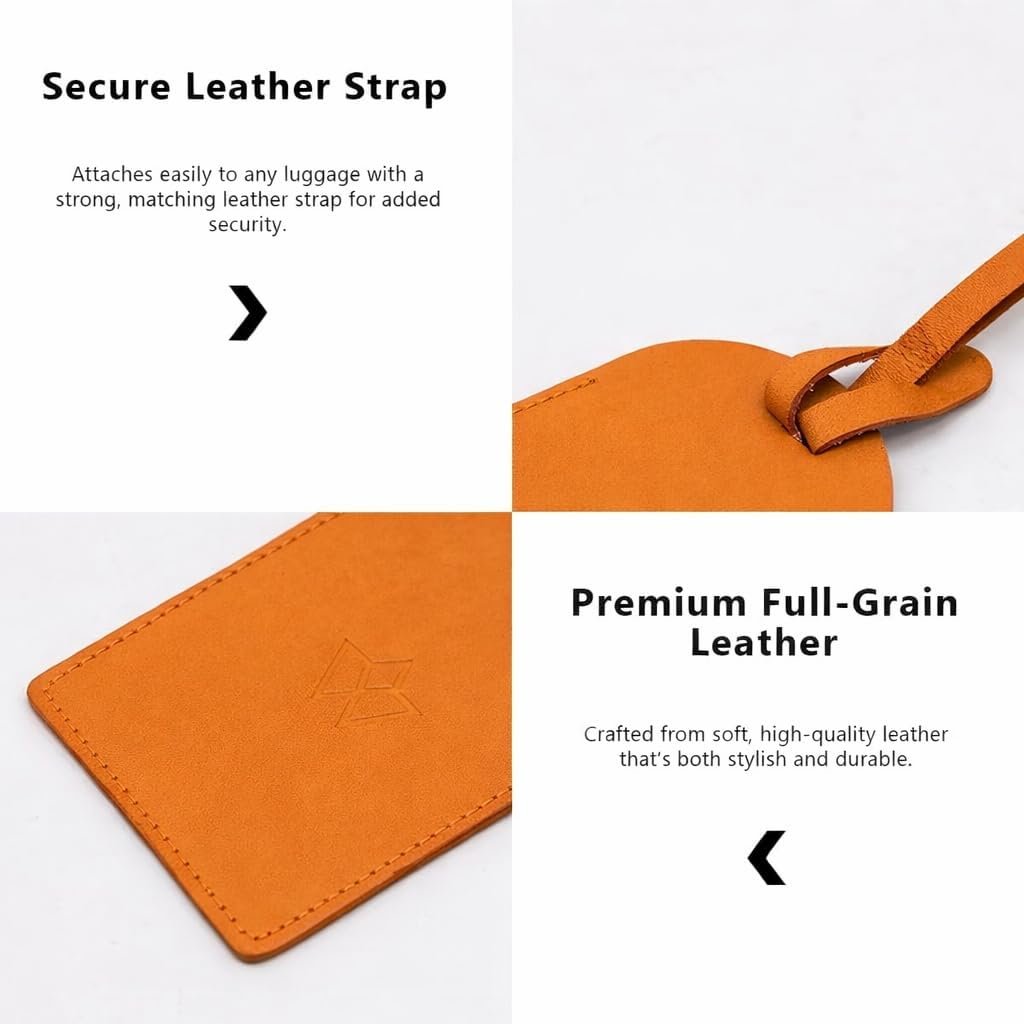 Leather Luggage Tag | Orange - Image 7
