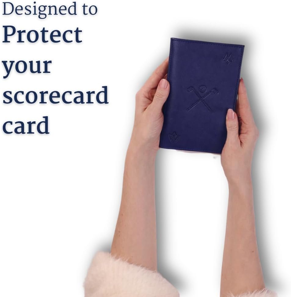 Genuine Leather Golf Score Card and Tee Holder Gift Set (Blue) - Image 6