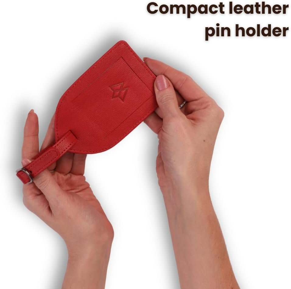 Genuine Leather Golf Score Card and Tee Holder Gift Set (Red) - Image 4