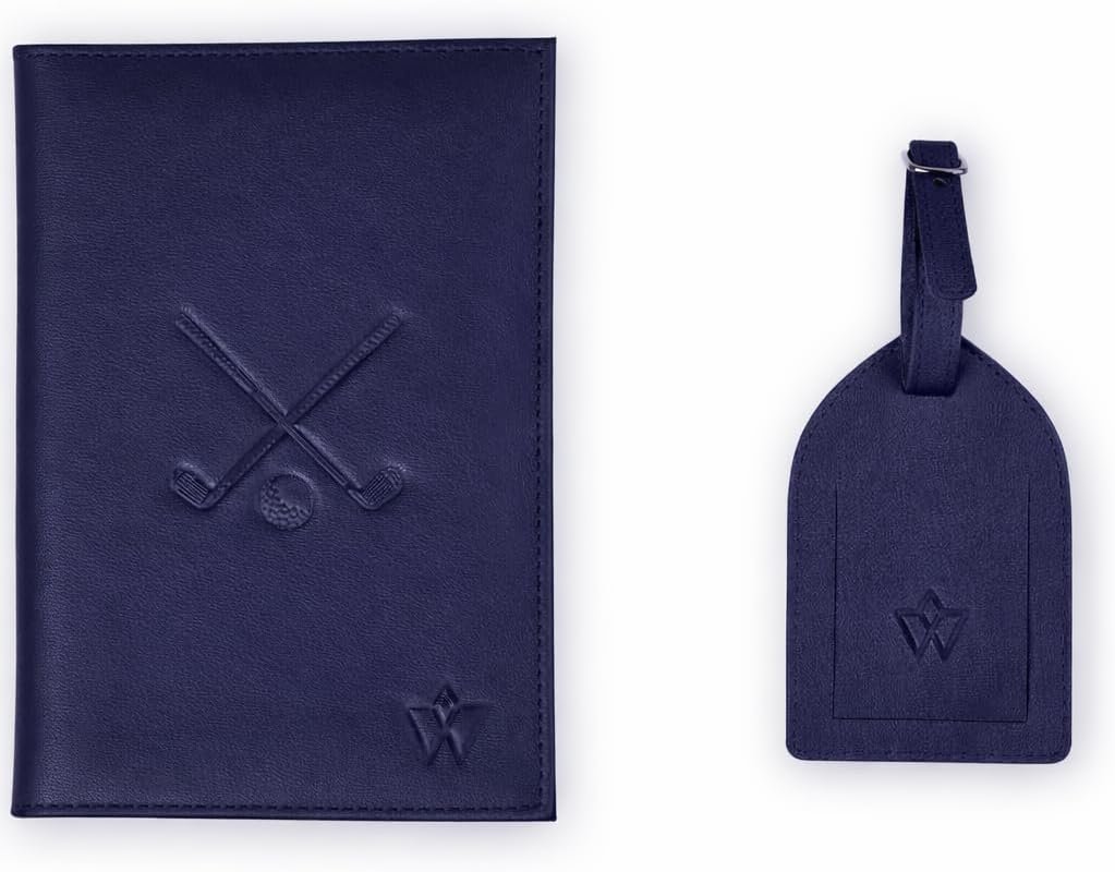 Genuine Leather Golf Score Card and Tee Holder Gift Set (Blue) - Image 2