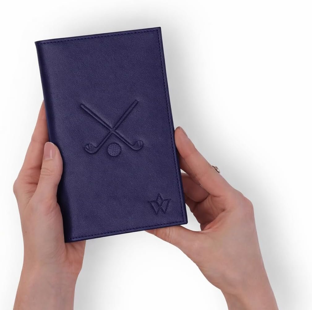 Genuine Leather Golf Score Card and Tee Holder Gift Set (Blue) - Image 3