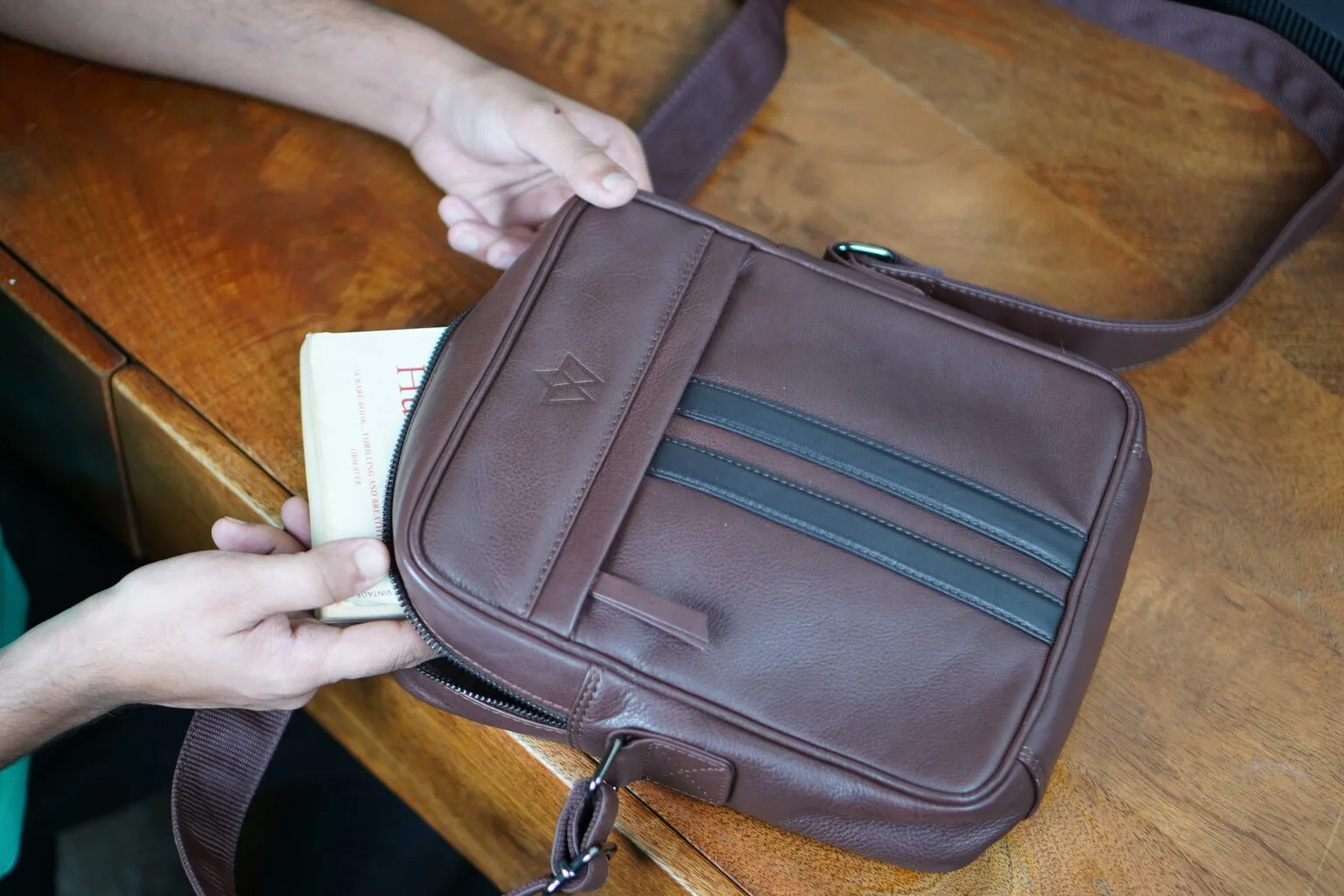 Leather messenger bag