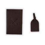 Genuine Leather Golf Score Card and Tee Holder Gift Set (Brown)