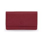 Napa Full Grain Leather Long Wallet for women | Signal red | Leather clutch | Leather wallet for women