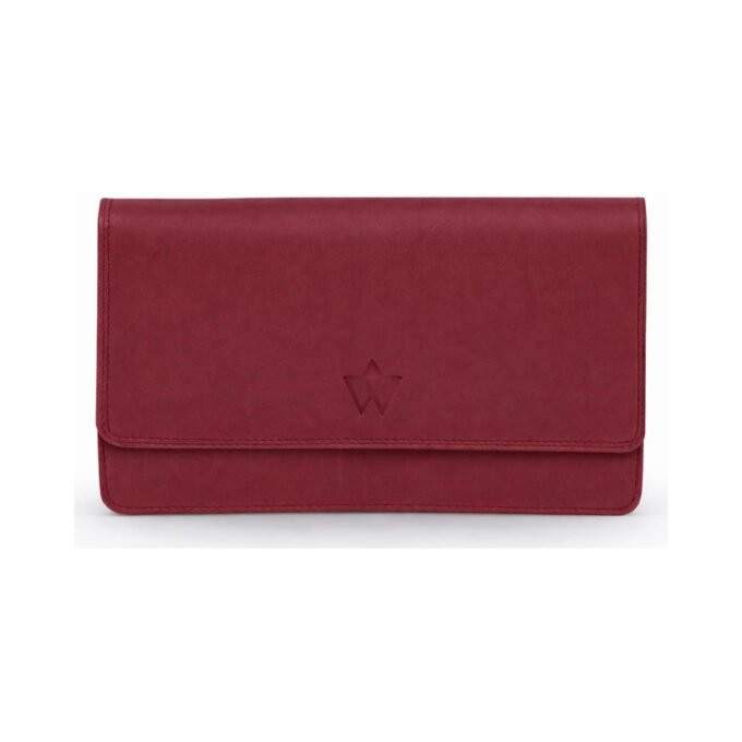 Napa Full Grain Leather Long Wallet for women | Signal red | Leather clutch | Leather wallet for women