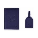 Genuine Leather Golf Score Card and Tee Holder Gift Set (Blue)