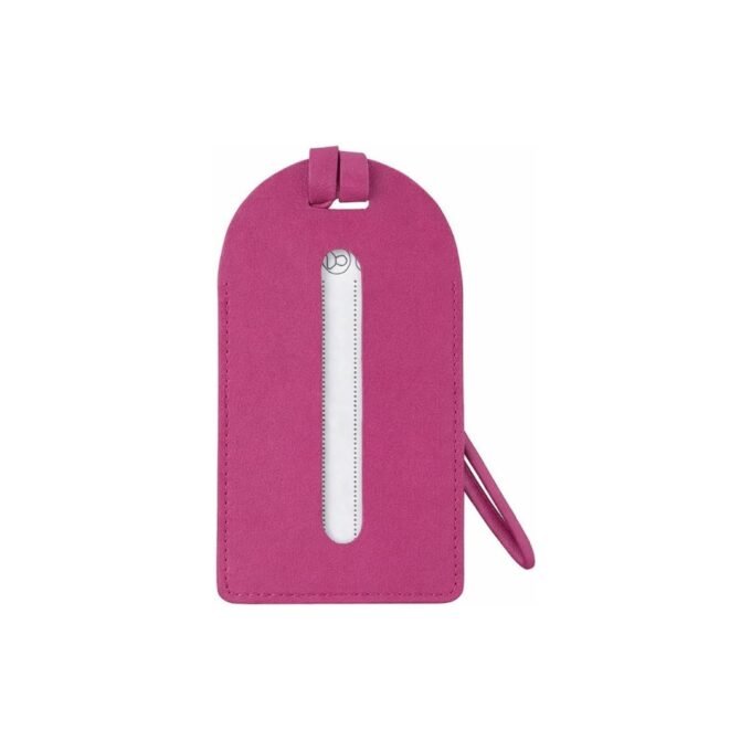 Leather Luggage Tag Bright Pink