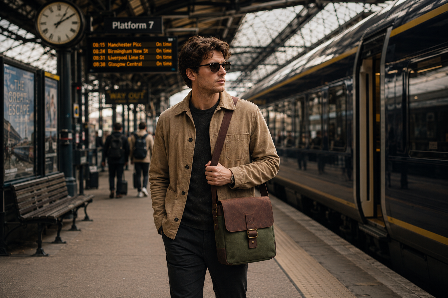 men's leather messenger bag